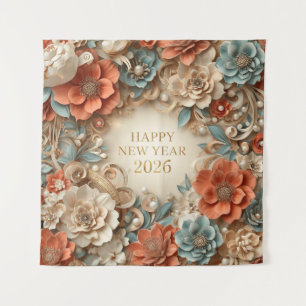 luxury happy new year 2026 party backdrop tapestry