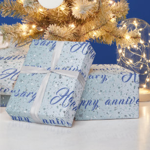 Luxury Happy Silver 25th Anniversary Wrapping Paper