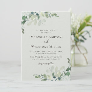 Luxury High End Eucalyptus Sage Green Wedding Invitation