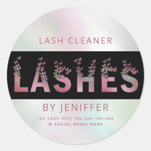 Luxury holographic butterflies lashes classic round sticker
