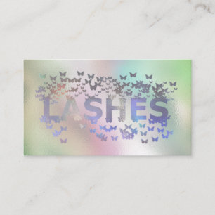 Luxury holographic butterflies lashes logo busines business card