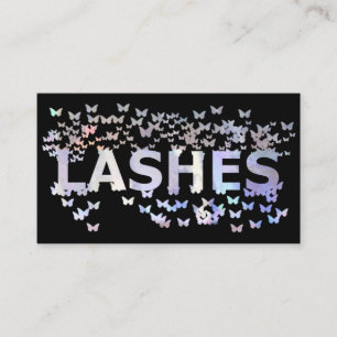 Luxury holographic butterflies lashes logo business card