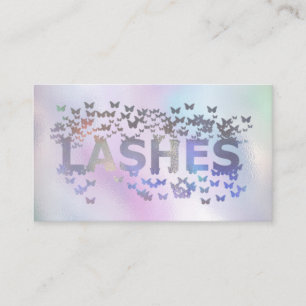 Luxury holographic butterflies lashes logo business card