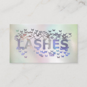 Luxury holographic butterflies lashes logo business card