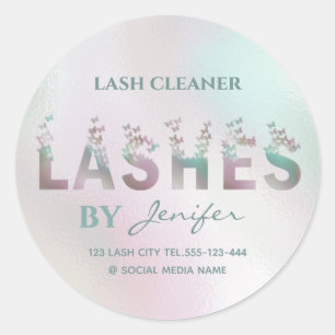 Luxury holographic butterflies lashes logo classic round sticker