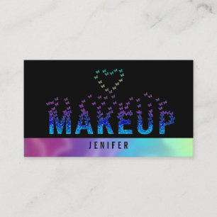 Luxury holographic butterflies makeup logo business card
