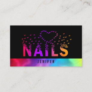 Luxury holographic butterflies nails logo business card