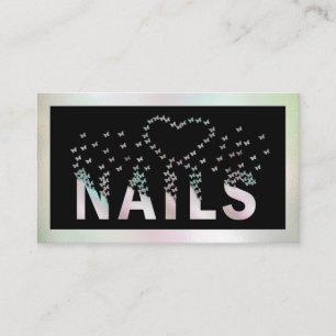 Luxury holographic butterflies nails logo business card
