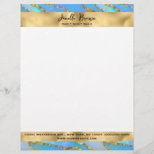 Luxury Holographic Faux Opal Stone Custom Letterhead