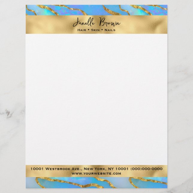 Luxury Holographic Faux Opal Stone  Custom Letterhead (Front)