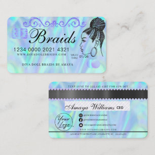 Luxury Holographic Foil Hair Braiding Credit Style Business Card