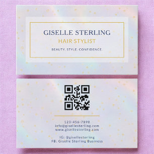 Luxury Holographic Hair Stylist Modern  Business Card
