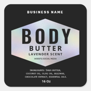 Luxury holographic minimalist body butter label