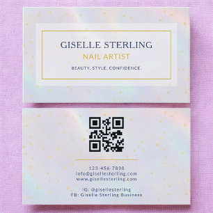 Luxury Holographic Nail Artist Modern Business Card