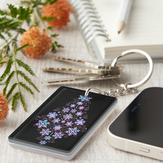 Luxury Holographic Snowflake Christmas Collection Key Ring (Front Right)