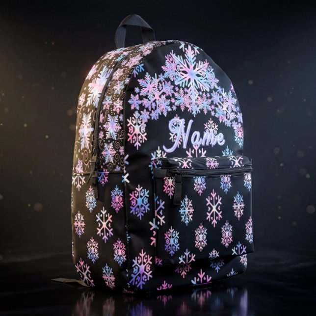 Luxury Holographic Snowflake Christmas Collection Printed Backpack (Creator Uploaded)