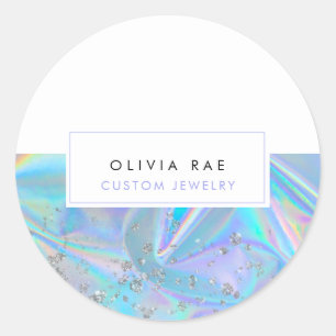 Luxury Holographic Trendy   Classic Round Sticker