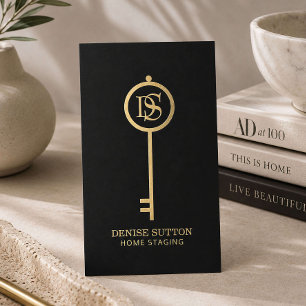 Luxury Home Staging Black Gold Business Card