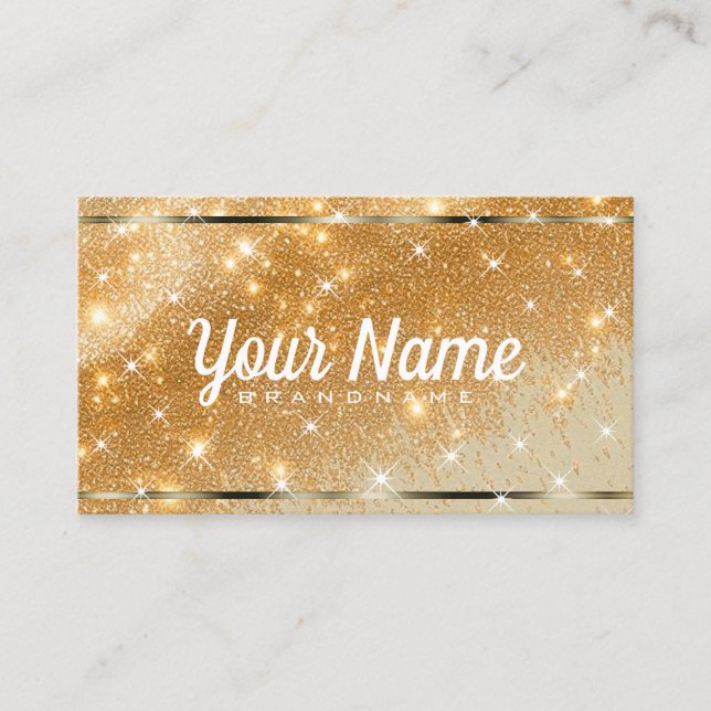 Luxury Honey Gold Glitter Sand Sparkling Stars  Business Card (Front)