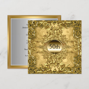 Luxury Hot 50th Gold Birthday Party Gold Invitation