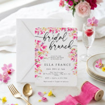 Luxury Hot Pink Floral Bridal Brunch Invitation