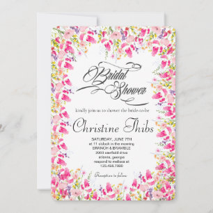 Luxury Hot Pink Floral Bridal Shower Invitation
