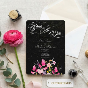 Luxury Hot Pink Floral Save the Date Invitation