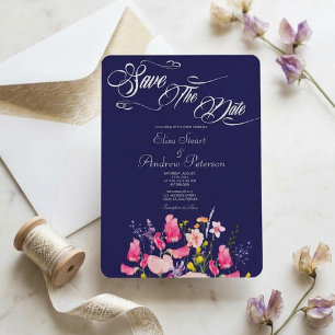 Luxury Hot Pink Floral Save the Date Invitation