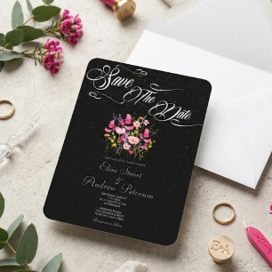 Luxury Hot Pink Floral Save the Date Invitation