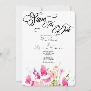 Luxury Hot Pink Floral Save the Date Invitation