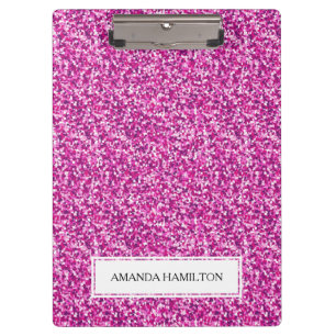 Luxury hot pink  Glitter add your name Clipboard