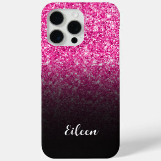 Luxury Hot Pink Glitter Black Gradient iPhone 15 Pro Max Case