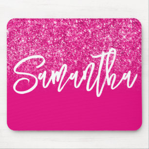 Luxury Hot Pink Glitter Ombre Personalised Mouse Mat