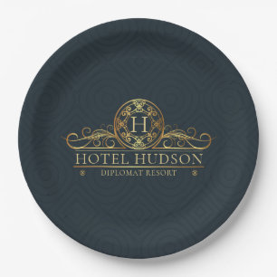Luxury Hotel Branding Monogrammed Paper Plate