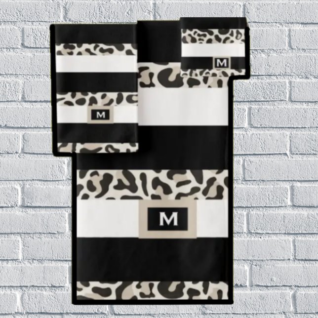 Luxury Hotel Monogram Black Rose Gold White Bath  Towel Set (Creator Uploaded)