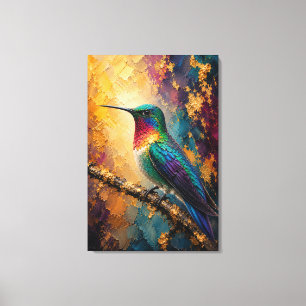 Luxury Hummingbird Impasto Canvas Print
