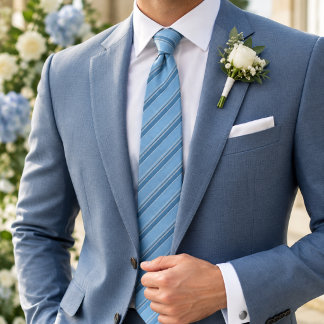 Luxury Ice Blue Repp Stripe Tie