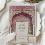 Luxury Indian-Inspired Wedding Peacock Arch Motif Invitation<br><div class="desc">This exquisite wedding invitation features a stunning Indian-inspired design, showcasing the intricate Peacock Gate from Jaipur’s City Palace. The vibrant and richly detailed artwork includes lush floral patterns, elegant gold doors, and a mesmerising arch adorned with peacock feather motifs. The fusion of traditional Indian architecture with sophisticated typography creates a...</div>