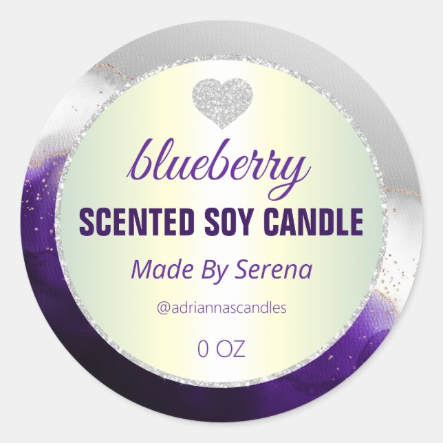 Luxury Indigo Agate Soy Candle Product Labels (Front)