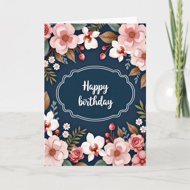 Luxury Indigo Blossom Card (Front)