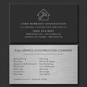 Luxury Industrial Steel Metal Construction Business Card