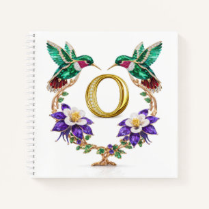 Luxury Initial O Monogram Hummingbird Jeweled Notebook