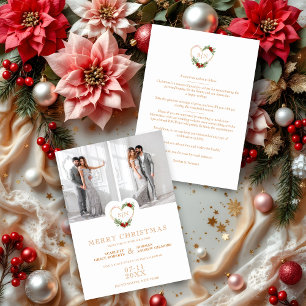 Luxury Initials Floral Christmas Heart 2 Photos Save The Date