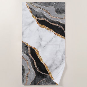 Luxury Interior Marble Stone Glitter  Beach Towel