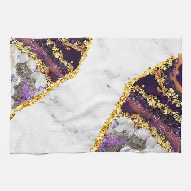 Luxury Interior Marble Stone Glitter  Beach Towel (Horizontal)