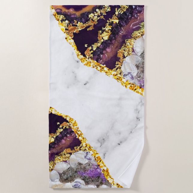 Luxury Interior Marble Stone Glitter  Beach Towel (Front)
