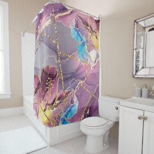 Luxury Interior Marble Stone Glitter Shower Curta Shower Curtain