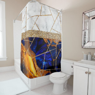 Luxury Interior Marble Stone Glitter Shower Curta Shower Curtain