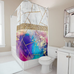 Luxury Interior Marble Stone Glitter Shower Curtain