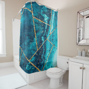 Luxury Interior Marble Stone Glitter Shower Curtain